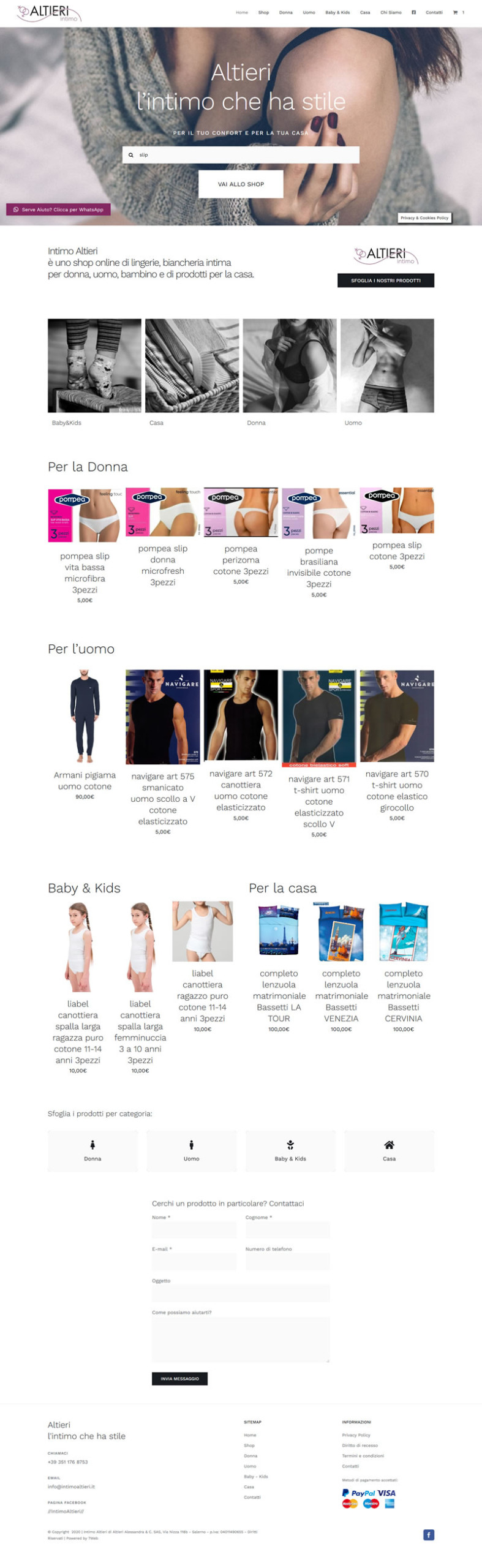 Intimo Altieri - Online Shop - Sito web e-commerce