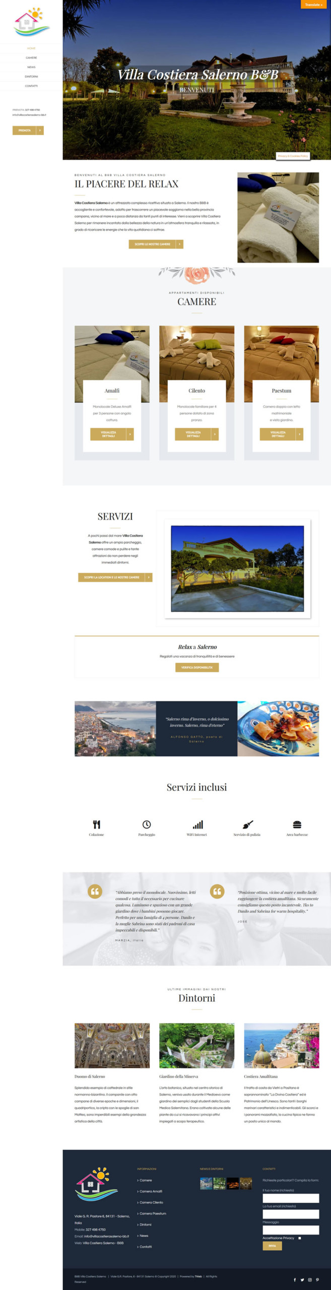 Villa Costiera Salerno BB - Setteweb.com Portfolio Sito Web WordPress 7Web-2020