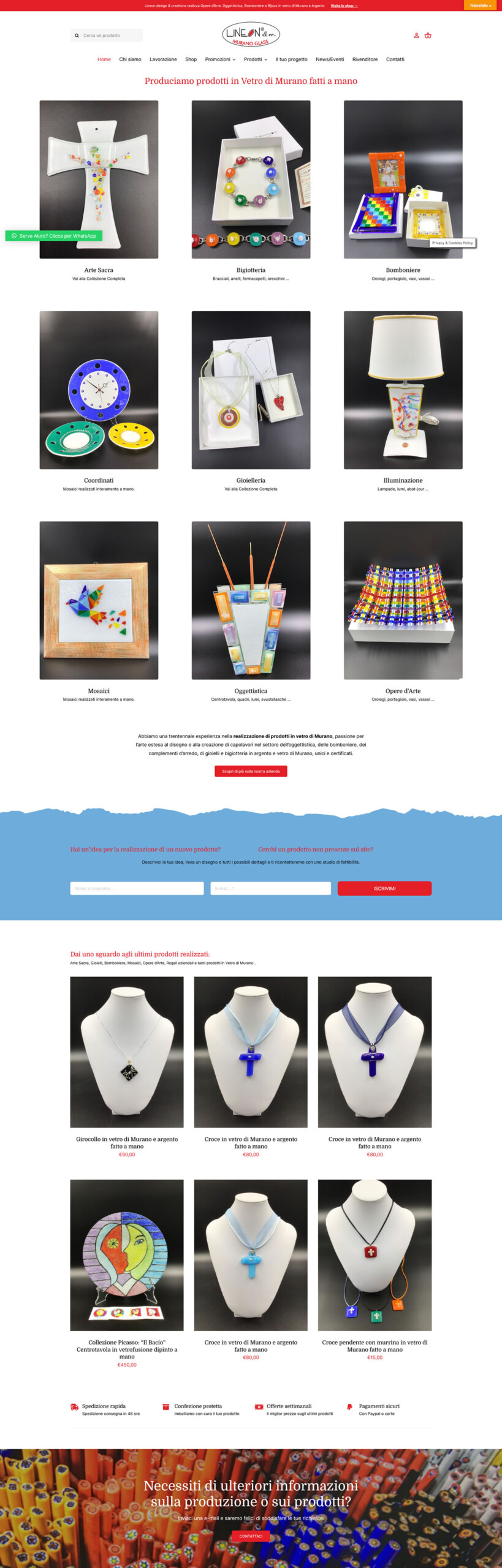 Murano-Glass.Shop - 7Web Portfolio Web Online shop con WordPress woocommerce, siti web shop